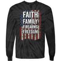 Faith Family Firearms & Freedom - Pro God Guns USA (ON BACK) Tie-Dye Long Sleeve Shirt