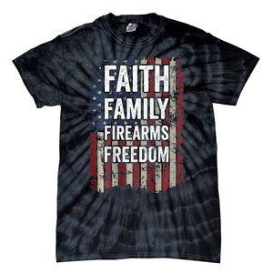 Faith Family Firearms & Freedom - Pro God Guns USA (ON BACK) Tie-Dye T-Shirt