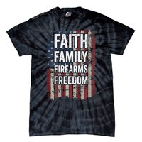 Faith Family Firearms & Freedom - Pro God Guns USA (ON BACK) Tie-Dye T-Shirt