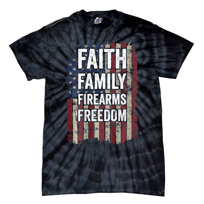 Faith Family Firearms & Freedom - Pro God Guns USA (ON BACK) Tie-Dye T-Shirt