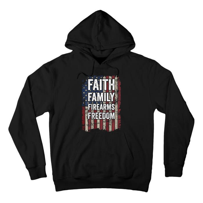 Faith Family Firearms & Freedom - Pro God Guns USA (ON BACK) Tall Hoodie