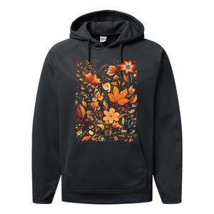 Fall Floral Fall Wildflowers Autumn Performance Fleece Hoodie