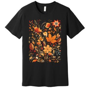 Fall Floral Fall Wildflowers Autumn Premium T-Shirt