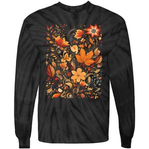 Fall Floral Fall Wildflowers Autumn Tie-Dye Long Sleeve Shirt