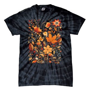 Fall Floral Fall Wildflowers Autumn Tie-Dye T-Shirt