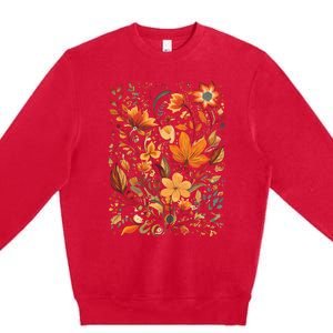 Fall Floral Fall Wildflowers Autumn Premium Crewneck Sweatshirt