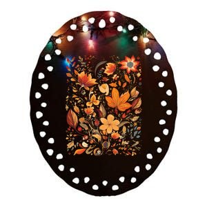 Fall Floral Fall Wildflowers Autumn Ceramic Oval Ornament