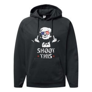 Fight Fight Fight Trump 2024 American Flag Shoot This Performance Fleece Hoodie