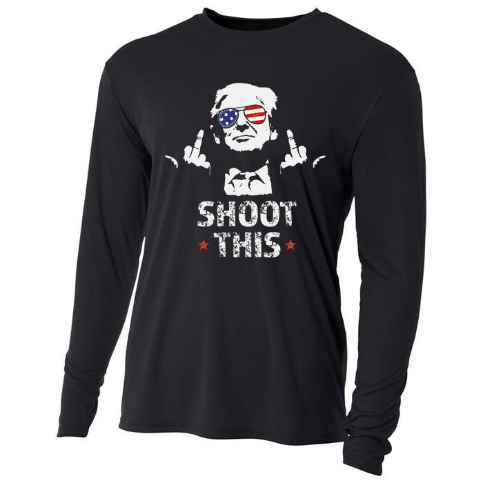 Fight Fight Fight Trump 2024 American Flag Shoot This Cooling Performance Long Sleeve Crew