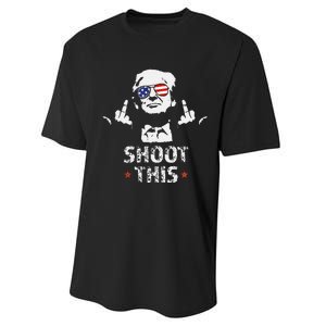 Fight Fight Fight Trump 2024 American Flag Shoot This Performance Sprint T-Shirt