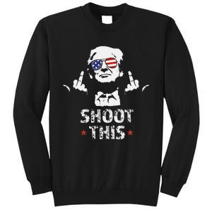 Fight Fight Fight Trump 2024 American Flag Shoot This Tall Sweatshirt