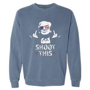 Fight Fight Fight Trump 2024 American Flag Shoot This Garment-Dyed Sweatshirt