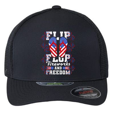 Flip Flop Fireworks And Freedom Independence Day Flexfit Unipanel Trucker Cap