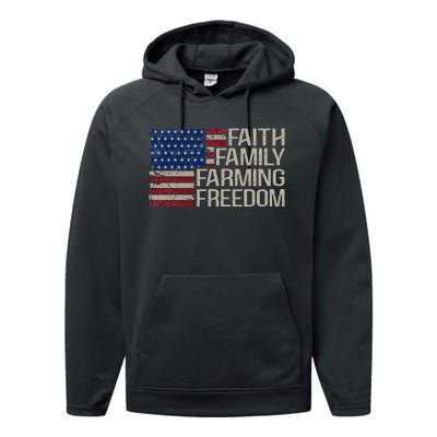 Faith Family Farming Freedom American Flag Performance Fleece Hoodie