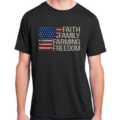 Faith Family Farming Freedom American Flag Adult ChromaSoft Performance T-Shirt