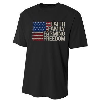 Faith Family Farming Freedom American Flag Performance Sprint T-Shirt