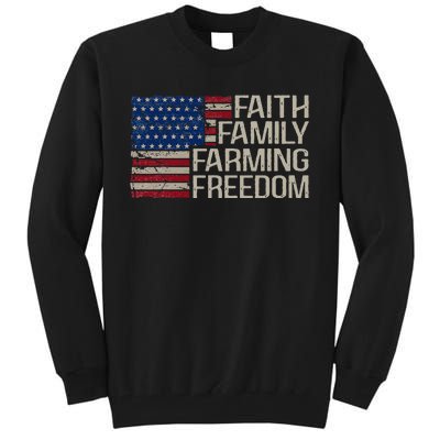 Faith Family Farming Freedom American Flag Tall Sweatshirt