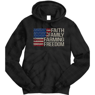 Faith Family Farming Freedom American Flag Tie Dye Hoodie