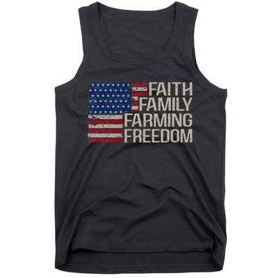 Faith Family Farming Freedom American Flag Tank Top