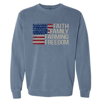 Faith Family Farming Freedom American Flag Garment-Dyed Sweatshirt