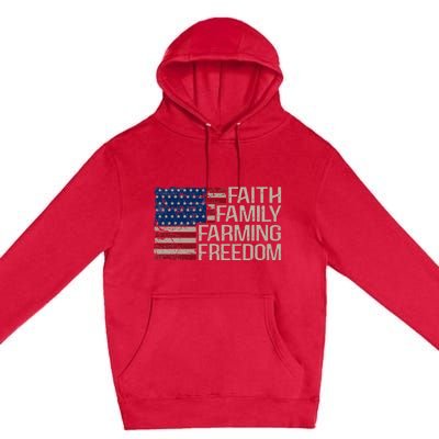 Faith Family Farming Freedom American Flag Premium Pullover Hoodie