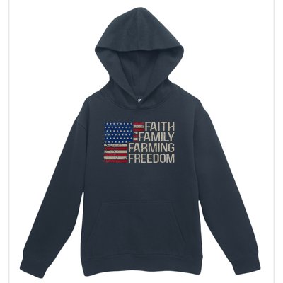 Faith Family Farming Freedom American Flag Urban Pullover Hoodie