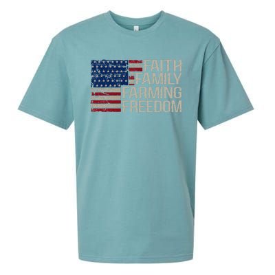 Faith Family Farming Freedom American Flag Sueded Cloud Jersey T-Shirt