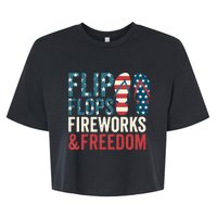 Flip Flops Fireworks & Freedom Fourth Of July Bella+Canvas Jersey Crop Tee