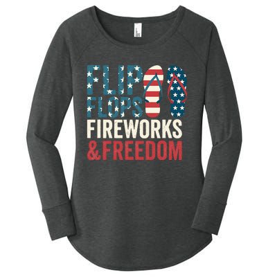 Flip Flops Fireworks & Freedom Fourth Of July Women's Perfect Tri Tunic Long Sleeve Shirt