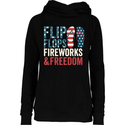 Flip Flops Fireworks & Freedom Fourth Of July Womens Funnel Neck Pullover Hood