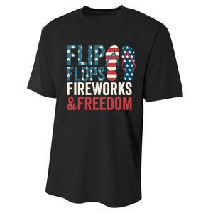 Flip Flops Fireworks & Freedom Fourth Of July Performance Sprint T-Shirt