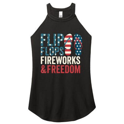 Flip Flops Fireworks & Freedom Fourth Of July Women's Perfect Tri Rocker Tank