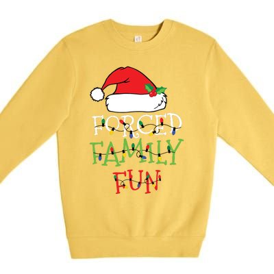 Forced Family Fun Sarcastic Christmas Pajama Family Funny Premium Crewneck Sweatshirt