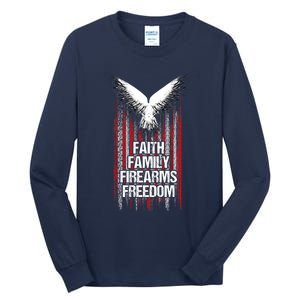 Faith Family Firearms & Freedom American Flag Pro God Guns Tall Long Sleeve T-Shirt