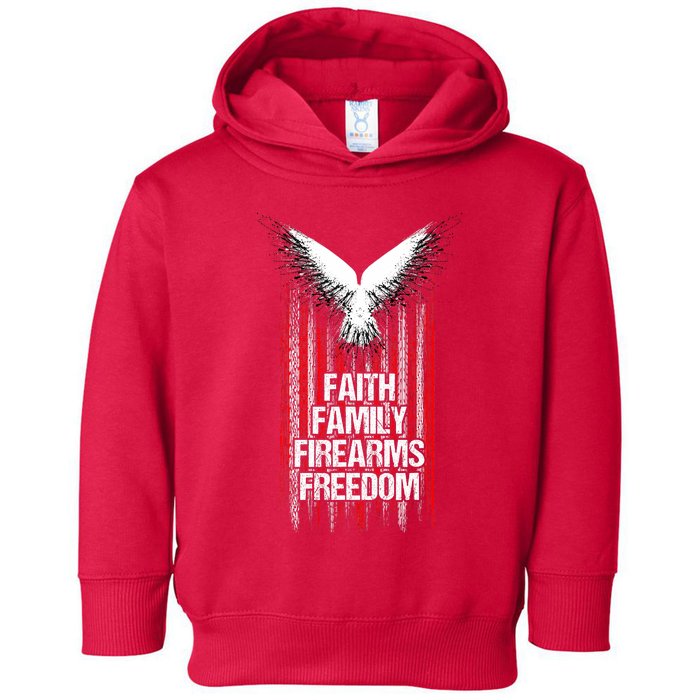 Faith Family Firearms & Freedom American Flag Pro God Guns Toddler Hoodie