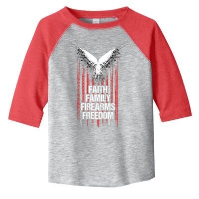 Faith Family Firearms & Freedom American Flag Pro God Guns Toddler Fine Jersey T-Shirt