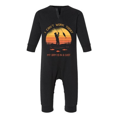 Funny Fishin Fisherman Arm Cast Fish Hunting Infant Fleece One Piece