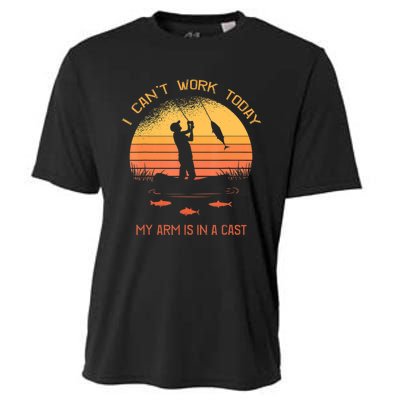 Funny Fishin Fisherman Arm Cast Fish Hunting Cooling Performance Crew T-Shirt