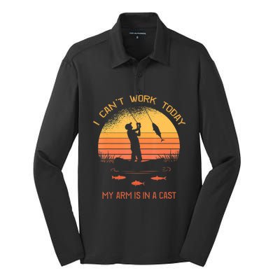 Funny Fishin Fisherman Arm Cast Fish Hunting Silk Touch Performance Long Sleeve Polo