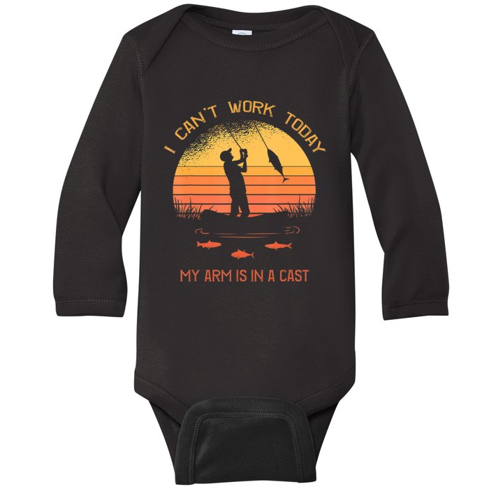 Funny Fishin Fisherman Arm Cast Fish Hunting Baby Long Sleeve Bodysuit