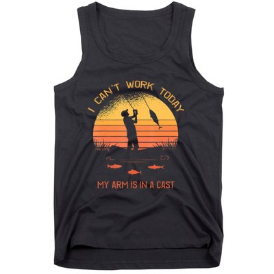 Funny Fishin Fisherman Arm Cast Fish Hunting Tank Top