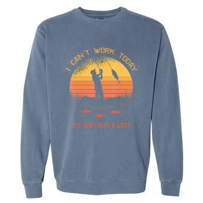 Funny Fishin Fisherman Arm Cast Fish Hunting Garment-Dyed Sweatshirt