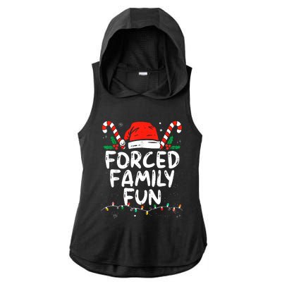 Forced Family Fun Sarcastic Christmas Funny Ladies PosiCharge Tri-Blend Wicking Draft Hoodie Tank