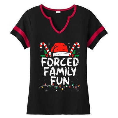 Forced Family Fun Sarcastic Christmas Funny Ladies Halftime Notch Neck Tee