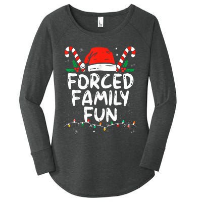 Forced Family Fun Sarcastic Christmas Funny Women's Perfect Tri Tunic Long Sleeve Shirt