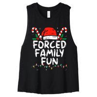 Forced Family Fun Sarcastic Christmas Funny Women's Racerback Cropped Tank