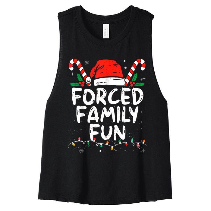 Forced Family Fun Sarcastic Christmas Funny Women's Racerback Cropped Tank