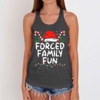 Forced Family Fun Sarcastic Christmas Funny Women's Knotted Racerback Tank