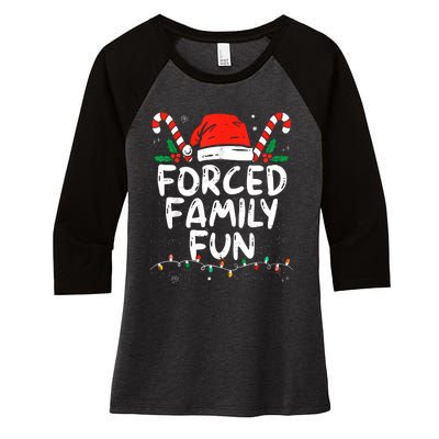 Forced Family Fun Sarcastic Christmas Funny Women's Tri-Blend 3/4-Sleeve Raglan Shirt