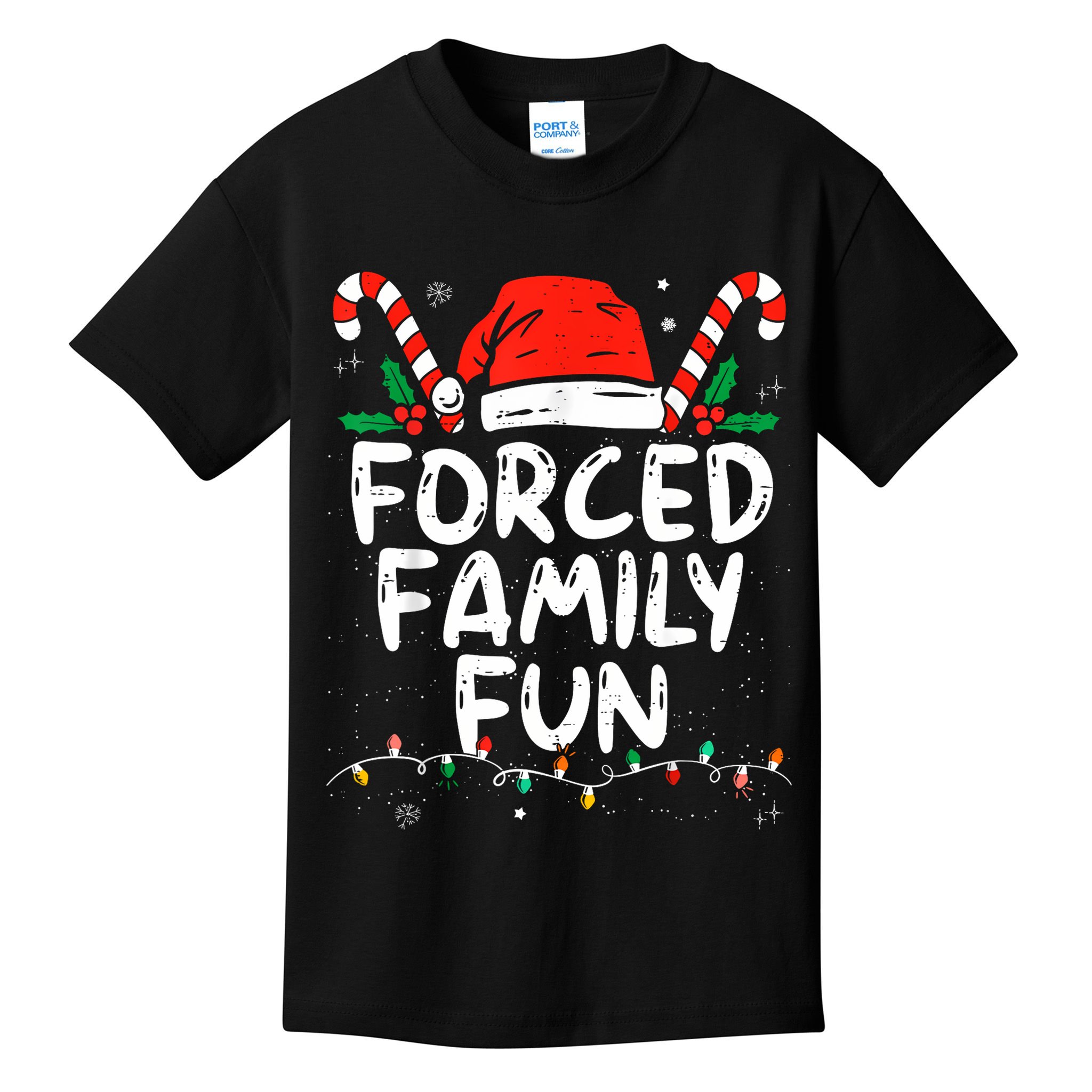 Forced Family Fun Sarcastic Christmas Funny Kids T-Shirt